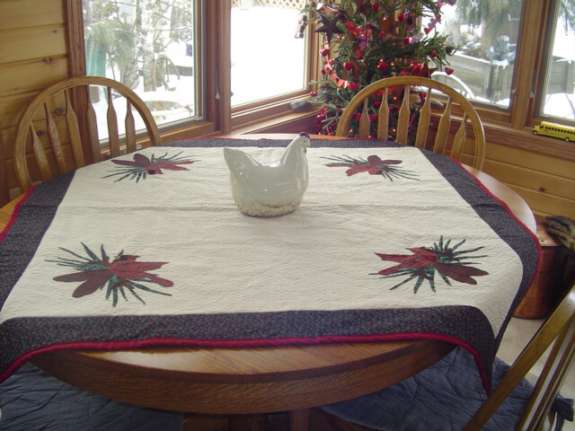 Red cardinal table cloth , 47
